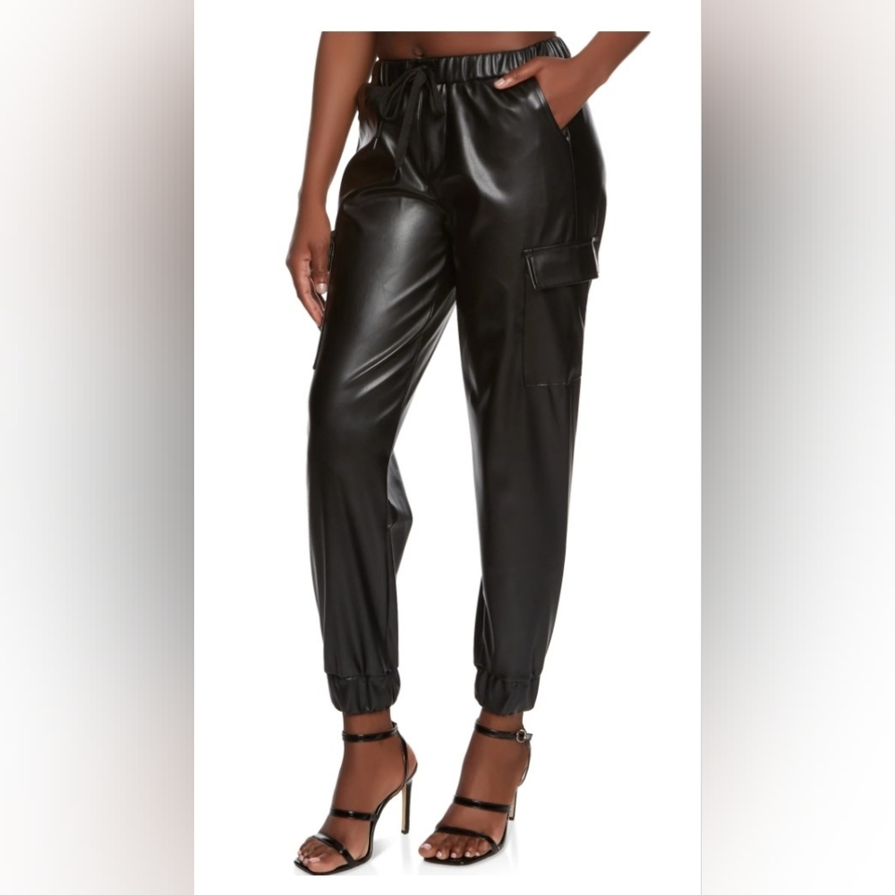 Roma Faux Leather Cargo Jogger